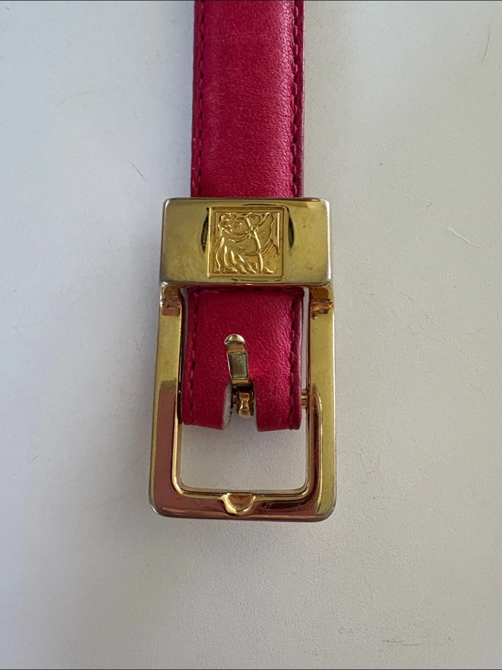 Beacon Hill  belt  fuchsia smooth Leather  gold tone buckle .75”w  size S